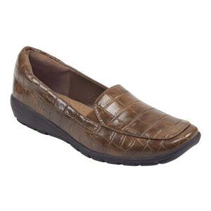 Easy Spirit Abide Croco Print Casual Flats Loafers  Womens Brown NEW 7 M